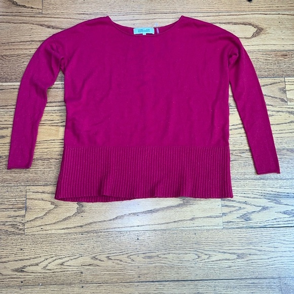 Diane Von Furstenberg Red Cashmere Cottage-Core Long Sleeve Old Money Sweater CC - Picture 1 of 3